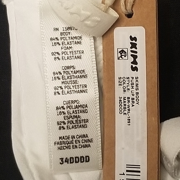 Skims Wireless Form Body Pushup BRA Marble White 34DDDD NWT - Picture 4 of 4